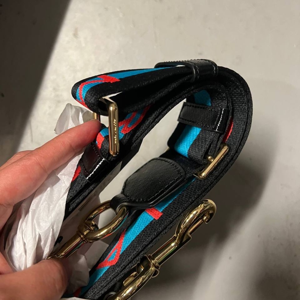 Marc Jacobs Black and Blue Adjustable Strap with Gold Hardware